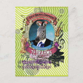 Johannes Zebrahms Zebra Animal Composer Brahms Briefkaart