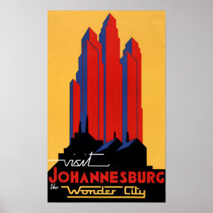 Johannesburg Vintage Travel Poster teruggezet