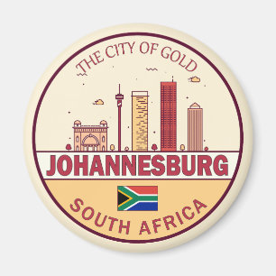 Johannesburg Zuid-Afrika City Skyline Embleem Magneet