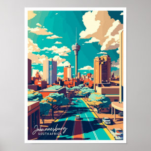Johannesburg Zuid-Afrika reisillustratie Poster