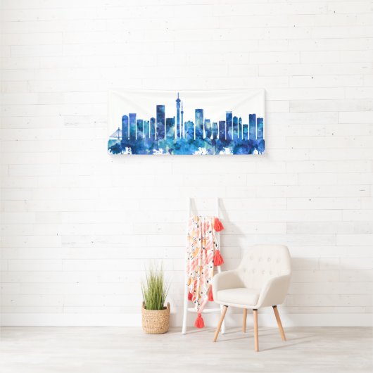 Johannesburg Zuid-Afrika Skyline Blue Spandoek (Insitu)