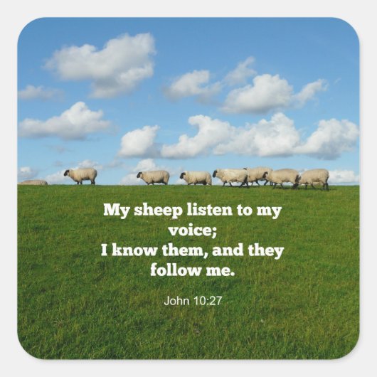 John 10:27, scripture verse vierkante sticker (Voorkant)