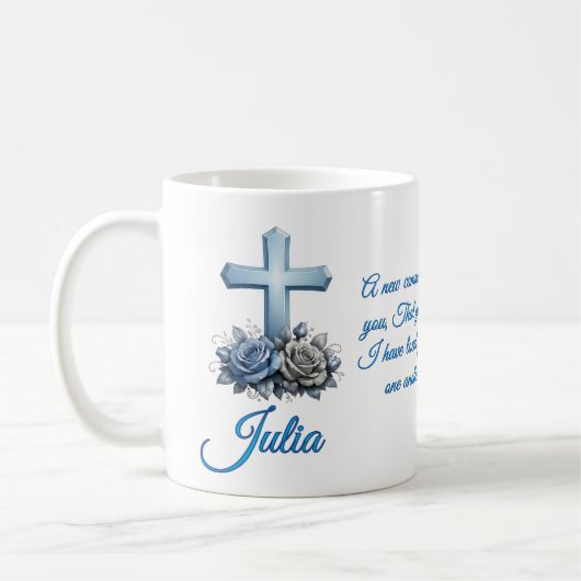 John 13:34 Personalized Rose Coffee Mug (Gauche)