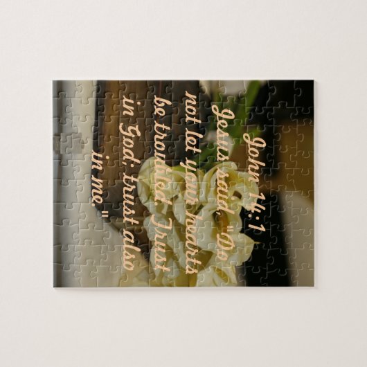 John 14:1 tweekleurig versneden puzzel legpuzzel (Horizontaal)