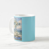 John 14:27 Beach Cross Throw Pillow Koffiemok (Voorkant links)