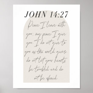 John 14:27 Minimale Boho Beige Arch Script Poster