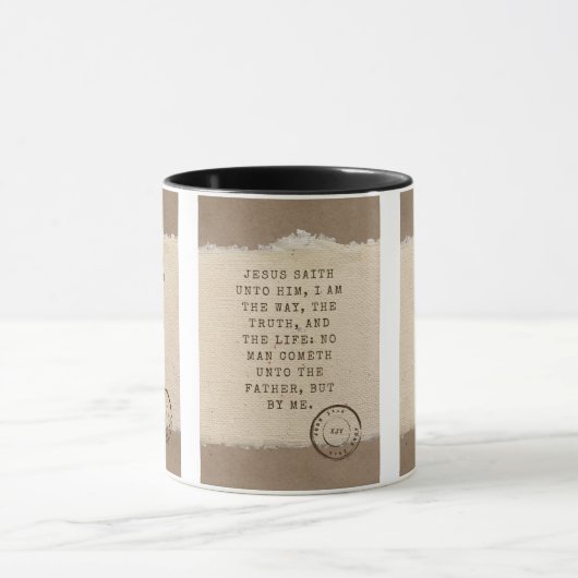 John 14:6 KJV Bijbel Verse Pic Two-Tone Mok (Midden)