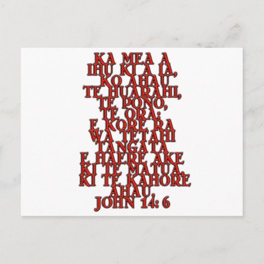 John 14:6 Maori Briefkaart (Voorkant)