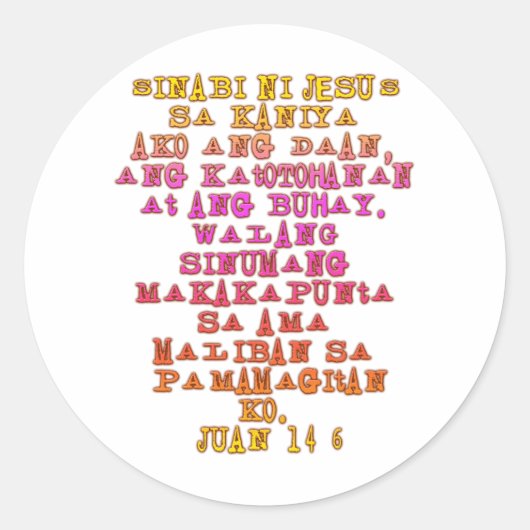 John 14:6 Tagalog Ronde Sticker (Voorkant)