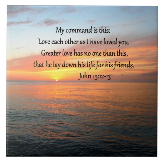 JOHN 15:12 SUNRISE OVER DE OCEAAN TEGELTJE (Voorkant)