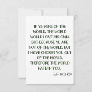 John 15:19 KJV Bible Verse Carte de voeux plat