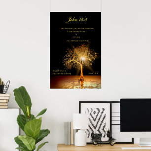 John 15:5 Ik ben de wijnstok. Golden Tree. Poster
