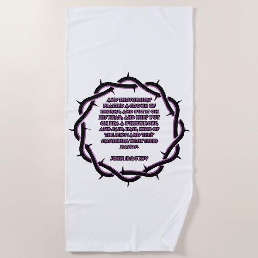 John 19:2-3 KJV Bijbelversie-scripts Strandlaken (Voorkant)