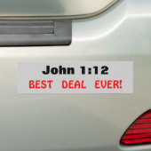 John 1:12 Beste deal ooit Bumpersticker (Op auto)