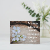 John 1:16 Fleurs de cerise sauvage Carte postale (Debout devant)