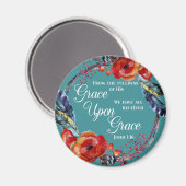 John 1:16 Grace op de Manuscript van Grace Magneet (Voorkant / Achterkant)