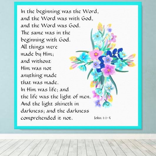 John 1:1-5 canvas afdruk (Insitu (Houten vloer))