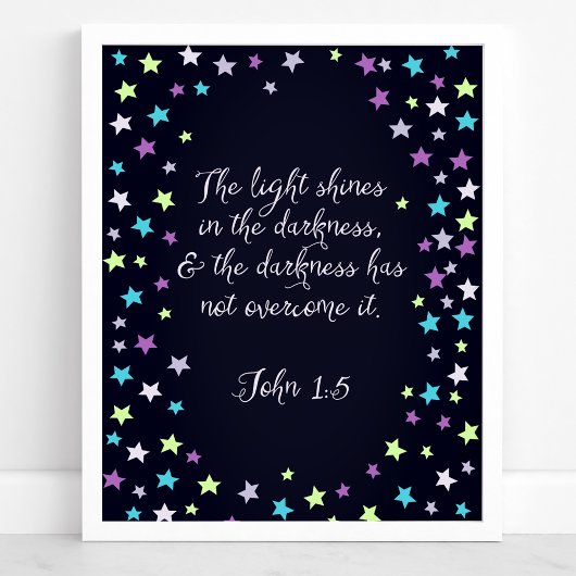 John 1:5 Het licht schijnt in het donkere Bijbelci Poster