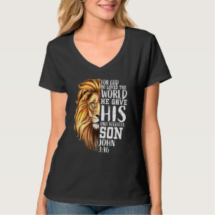 John 316 Christelijke Verse Lion of Judah Love Fai T-shirt