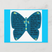 John 3 : 16-17 carte postale bleu papillon (Devant)