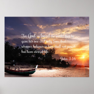 John 3:16 #1 NIV - Kunst van de Christelijke Muur  Poster