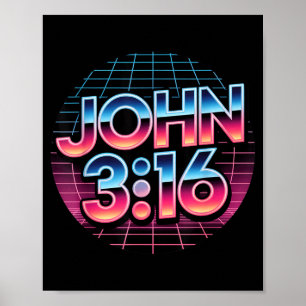 John 3_16 80s Retro Christelijk Geloof Ontwerp Poster