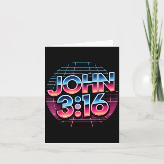 John 3_16 80s Retro Christian Faith Design Kaart (Voorkant)