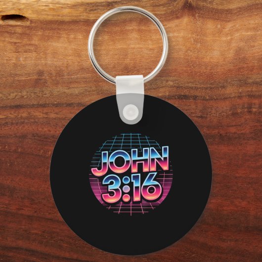 John 3_16 80s Retro Christian Faith Design Sleutelhanger (Voorkant)