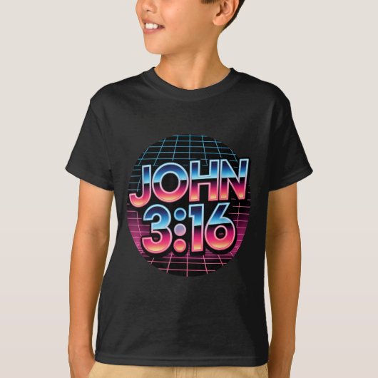 John 3_16 80s Retro Christian Faith Design T-shirt (Voorkant)