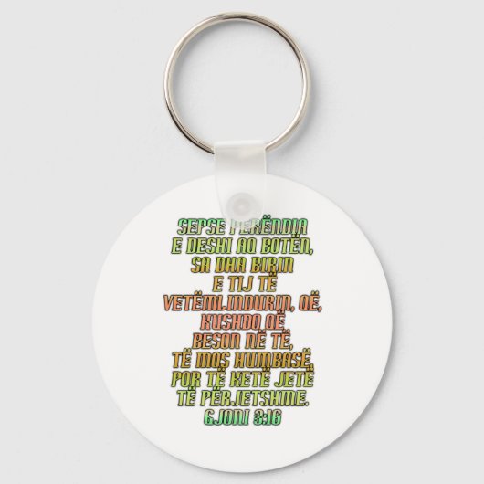 John 3:16 Albanees Sleutelhanger (Voorkant)