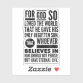 John 3:16 Bible Verse Vinyl Sticker (Feuille)