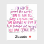 John 3:16 Bible Verse Vinyl Sticker (Feuille)