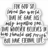 John 3:16 Bible Verse Vinyl Sticker (Devant)