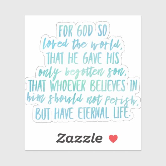 John 3:16 Bible Verse Vinyl Sticker (Feuille)