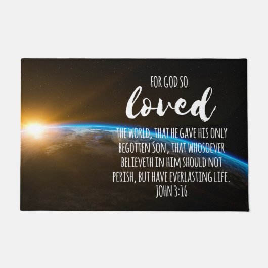 John 3:16 Bijbel Verse Christelijk Deurmat (Voorkant)