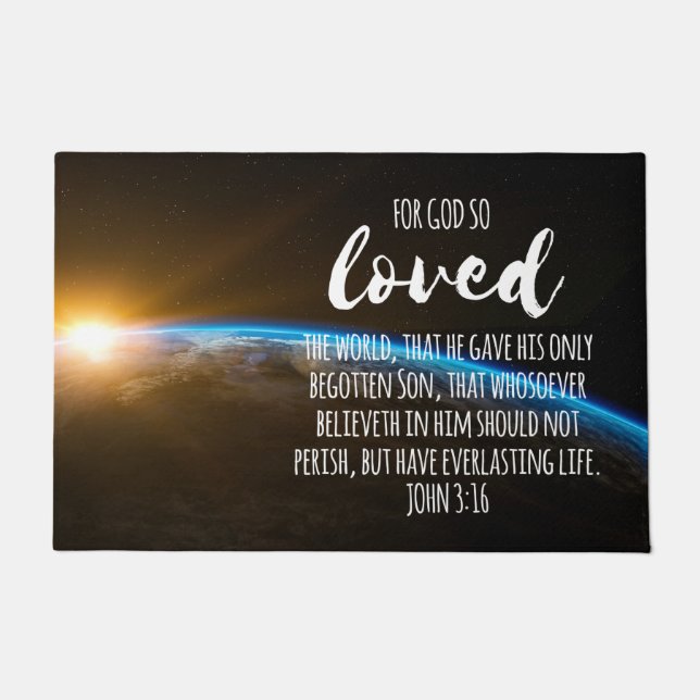 John 3:16 Bijbel Verse Christelijk Deurmat (Voorkant)
