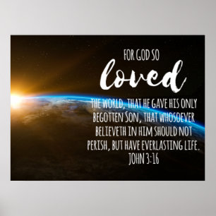 John 3:16 Bijbel Verse Christelijk Poster