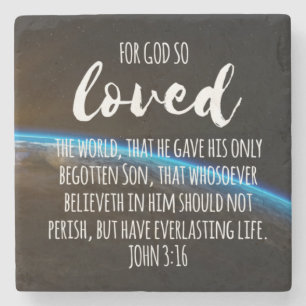 John 3:16 Bijbel Verse Christelijk Stenen Onderzetter