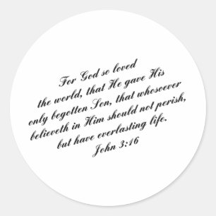 John 3:16 Bijbelverse (KJV) Ronde Sticker