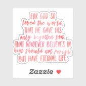 John 3:16 Bijbelverse vinylSticker Sticker (Vel)