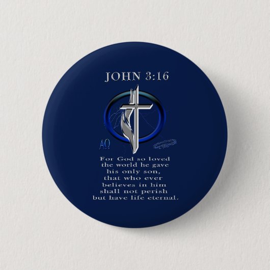 John 3:16 Buttonnen Ronde Button 5,7 Cm (Voorkant)