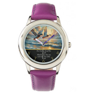 John 3:16 Christelijk Faith kruis met eenden Horloge