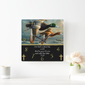 John 3:16 Christelijk Faith kruis met eenden Vierkante Klok (Huis)