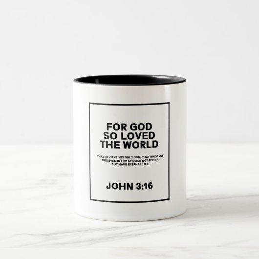 John 3:16 Christelijk Tweekleurige Koffiemok (Center)