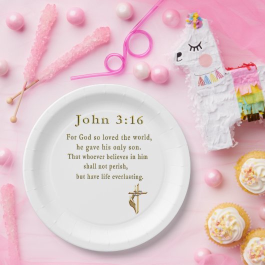 John 3:16 Christelijke geschenken Papieren Bordje (Feest)