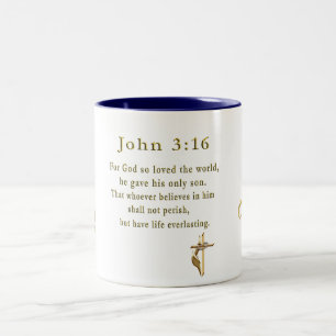 John 3:16 Christelijke geschenken Tweekleurige Koffiemok