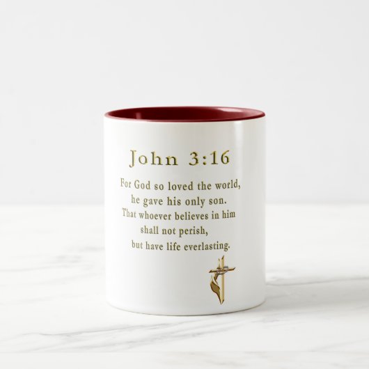 John 3:16 Christelijke geschenken Tweekleurige Koffiemok (Center)