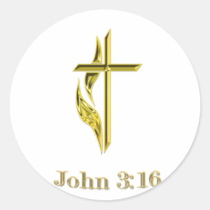 John 3:16 Christelijke Gold Cross-giften Ronde Sticker