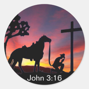 John 3:16 Cowboy bij de Cross Christelijk Sticker