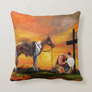 John 3:16 Cowboy bij het Kruis Biddende Christenen Kussen